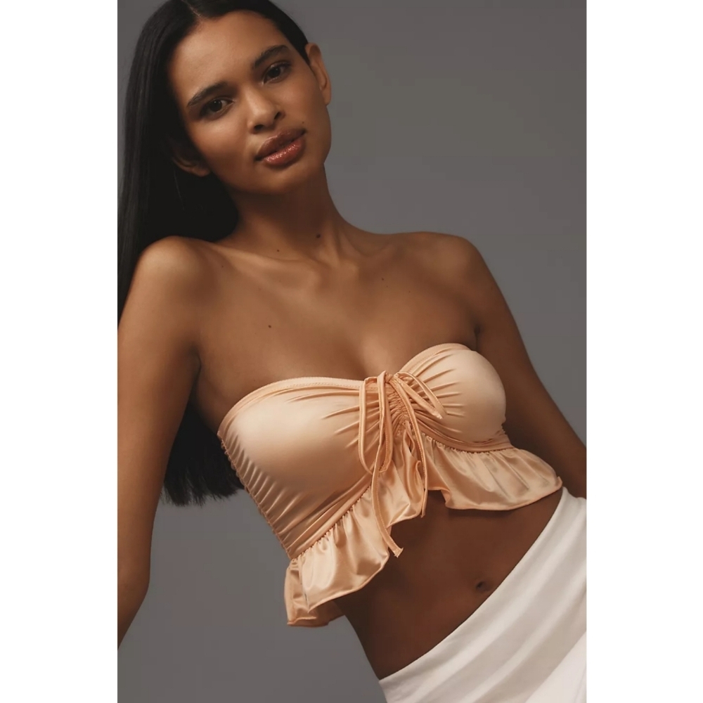 By Anthropologie Strapless Ruffled Bandeau Top